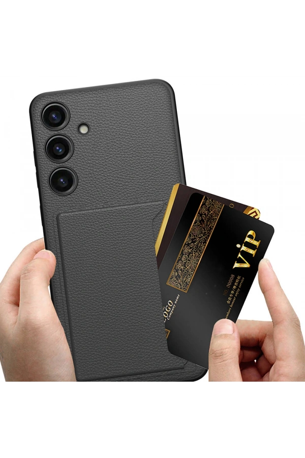 Galaxy S24 Plus Suni Deri Arka Yüzey Zore Kartlıklı Kıpta Silikon Kapak