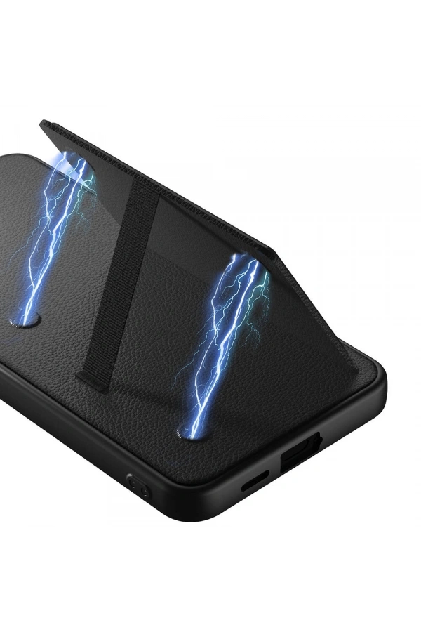Galaxy S24 Plus Suni Deri Arka Yüzey Zore Kartlıklı Kıpta Silikon Kapak