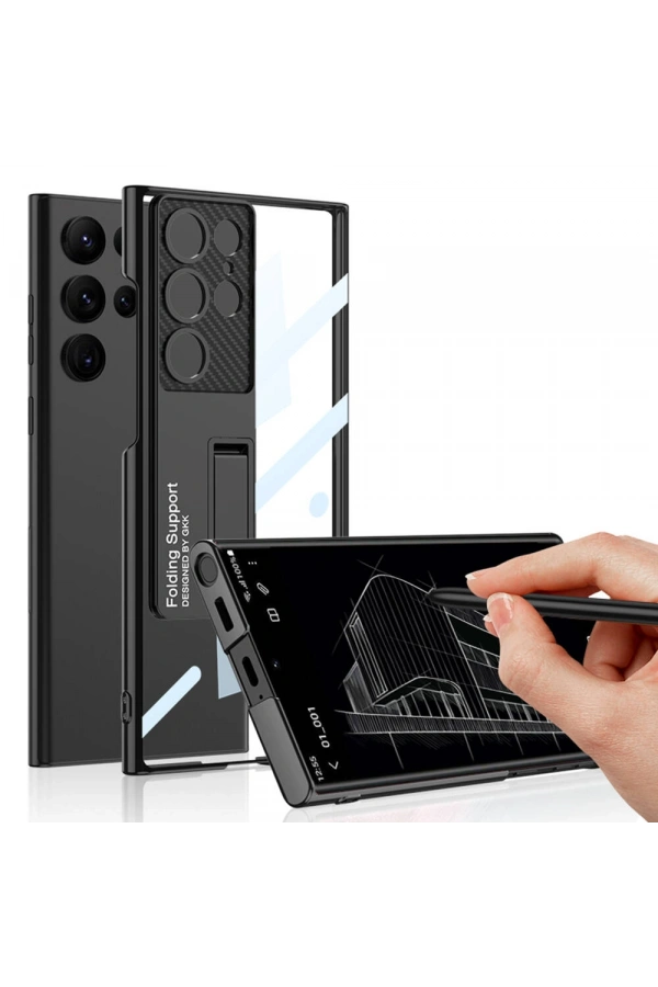 Galaxy S24 Ultra Kılıf Kamera Korumalı Şeffaf Tasarımlı Zore Lego Standlı Kapak