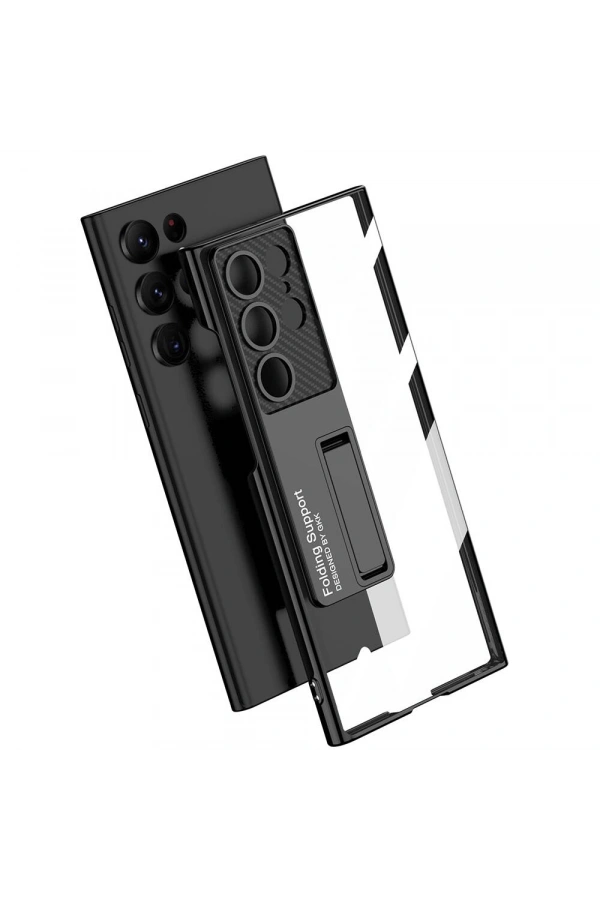 Galaxy S24 Ultra Kılıf Kamera Korumalı Şeffaf Tasarımlı Zore Lego Standlı Kapak