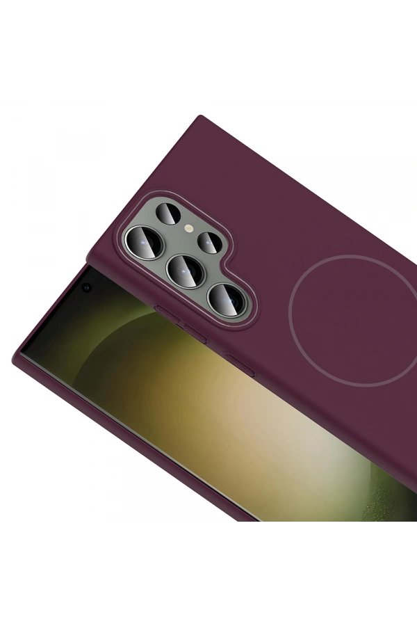 Galaxy S24 Ultra Kılıf M-safe Şarj Özellikli Zore Ruby Sert Kapak