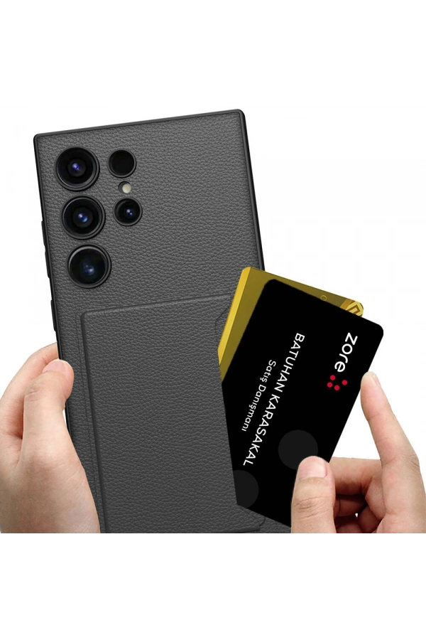 Galaxy S24 Ultra Suni Deri Arka Yüzey Zore Kartlıklı Kıpta Silikon Kapak