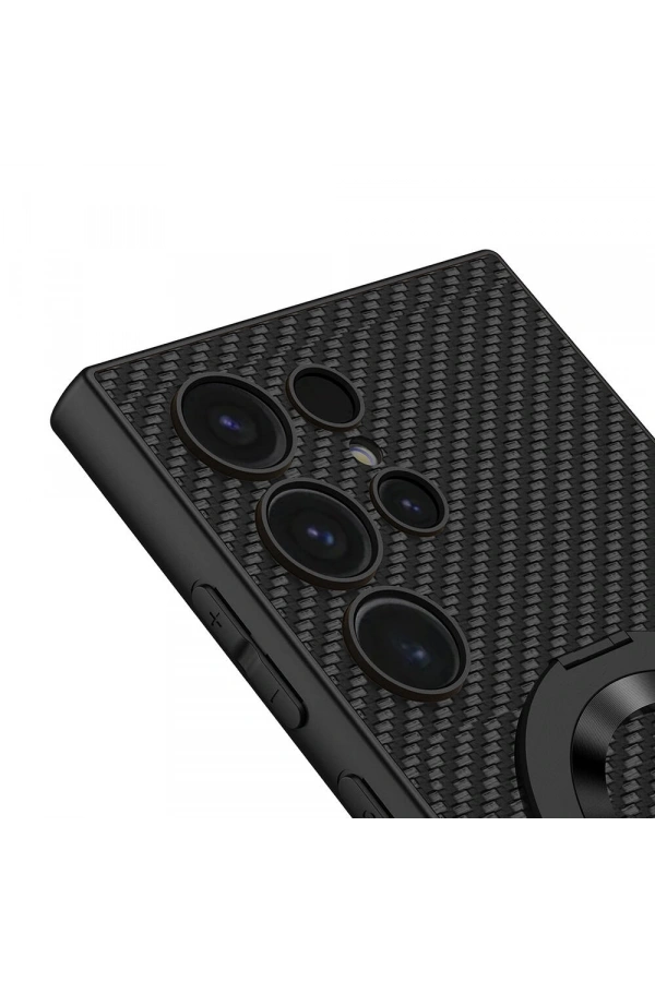 Galaxy S24 Ultra Wireless Şarj Özellikli Zore Kıpta Standlı M-safe Silikon Kapak