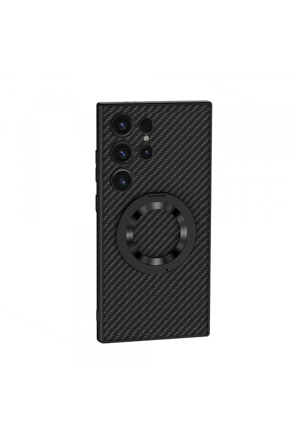Galaxy S24 Ultra Wireless Şarj Özellikli Zore Kıpta Standlı M-safe Silikon Kapak