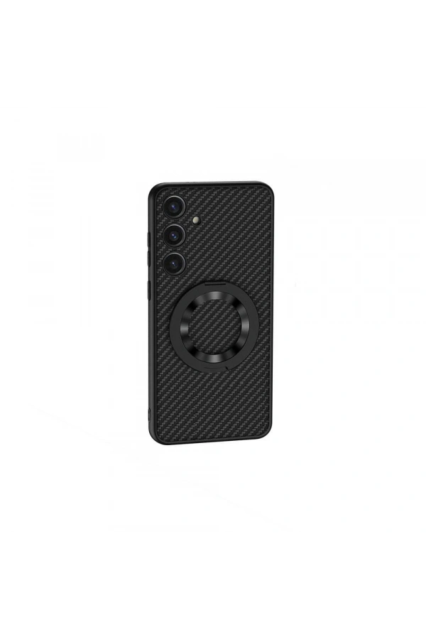 Galaxy S24 Wireless Şarj Özellikli Zore Kıpta Standlı M-safe Silikon Kapak