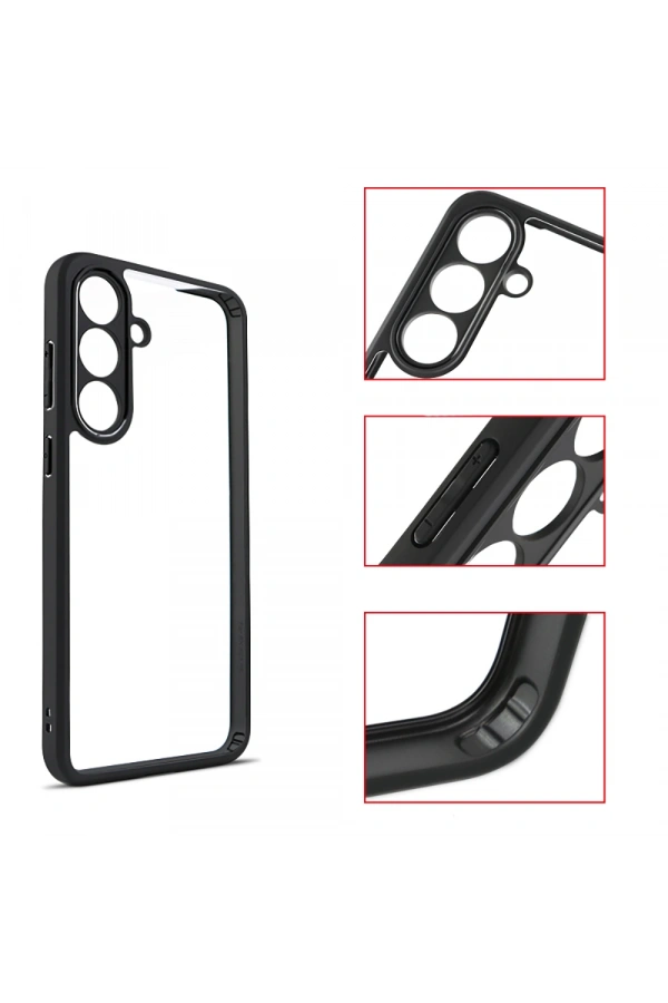 Galaxy S25 FE Kılıf Kamera Korumalı Şeffaf Arka Yüzey Zore New Roll Kapak