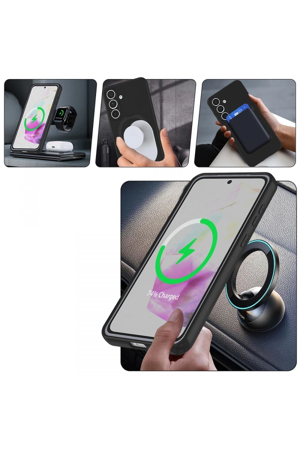 Galaxy S25 FE Kılıf M-safe Şarj Özellikli Standlı Zore Samara Kapak