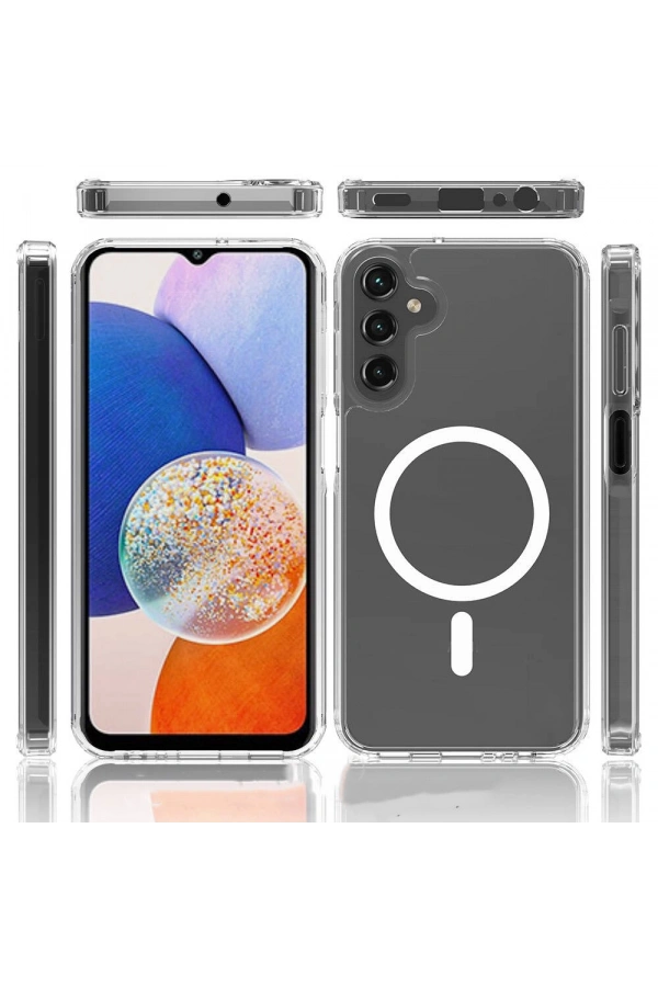 Galaxy S25 Plus Kılıf M-safe Şarj Özellikli Şeffaf Sert PC Zore Embos Kapak