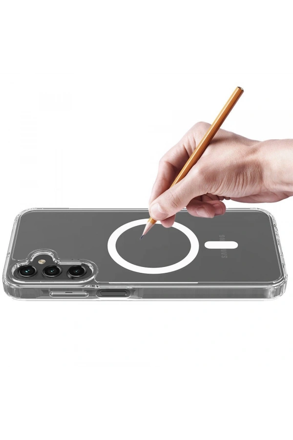 Galaxy S25 Plus Kılıf M-safe Şarj Özellikli Şeffaf Sert PC Zore Embos Kapak
