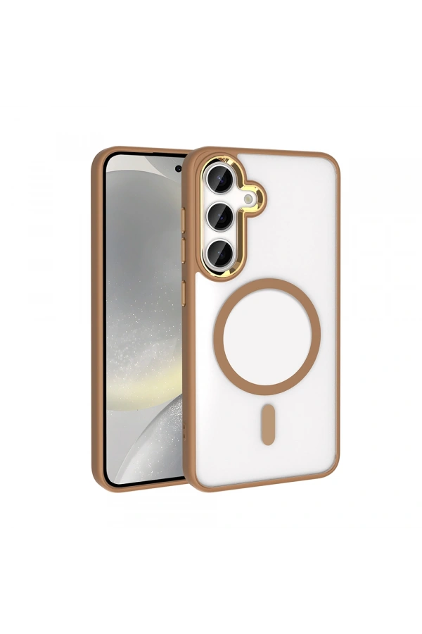 Galaxy S25 Plus Kılıf M-safe Şarj Özellikli Zore Krom M-safe Silikon Kapak