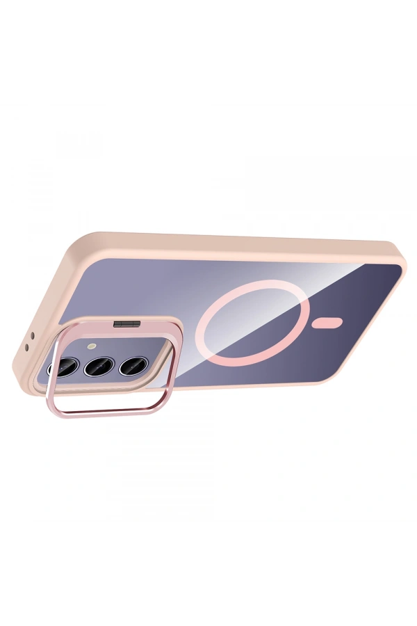 Galaxy S25 Plus Kılıf Standlı ve Kamera Lens Hediyeli M-Safe Şarj Özellikli Zore Etro Kapak