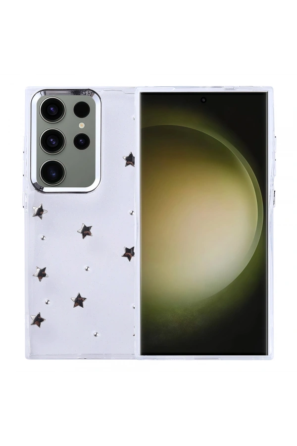 Galaxy S25 Ultra Kılıf Airbag Tasarımlı Simli Şeffaf Zore Kutup Kapak
