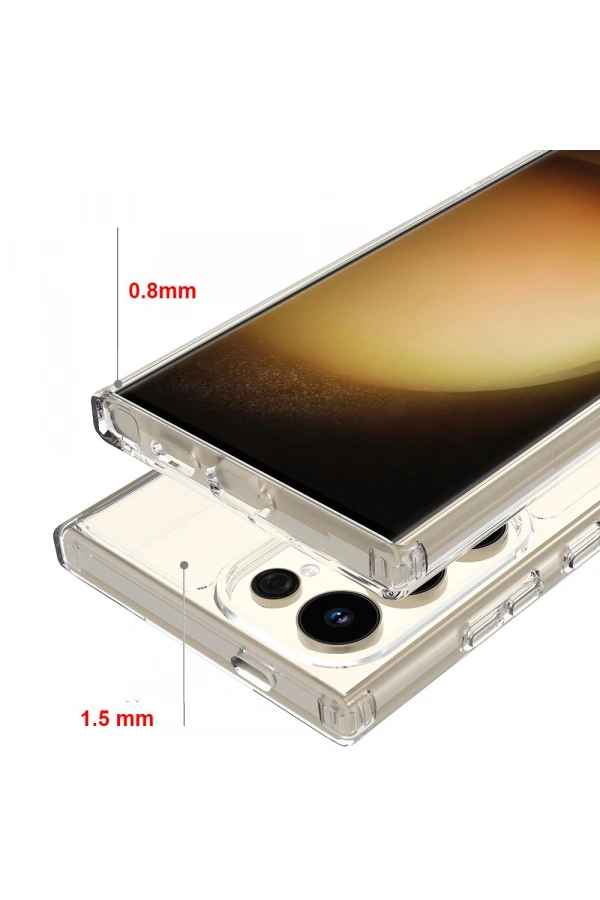 Galaxy S25 Ultra Kılıf M-safe Şarj Özellikli Şeffaf Sert PC Zore Embos Kapak
