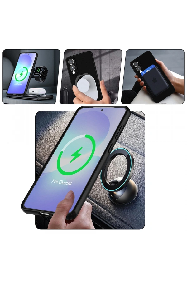 Galaxy S25 Ultra Kılıf M-safe Şarj Özellikli Standlı Zore Samara Kapak
