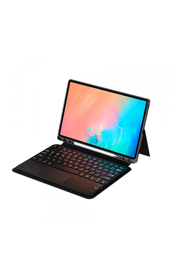 Galaxy Tab S11 Ultra Zore Border Keyboard Bluetooh Bağlantılı Standlı Klavyeli Tablet Kılıfı