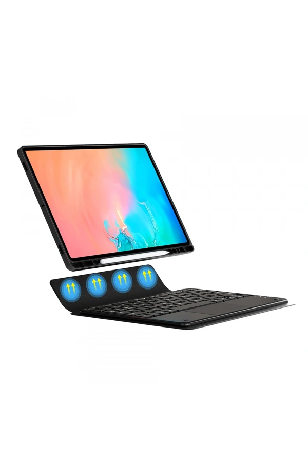 Galaxy Tab S11 Ultra Zore Border Keyboard Bluetooh Bağlantılı Standlı Klavyeli Tablet Kılıfı