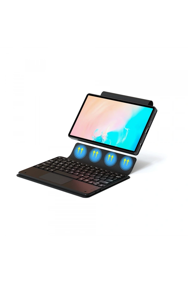 Galaxy Tab S11 Zore Border Keyboard Bluetooh Bağlantılı Standlı Klavyeli Tablet Kılıfı