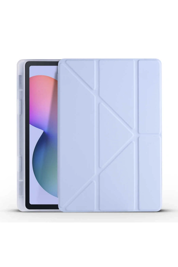 Galaxy Tab S6 Lite P610 Kılıf Zore Tri Folding Kalem Bölmeli Standlı Kılıf