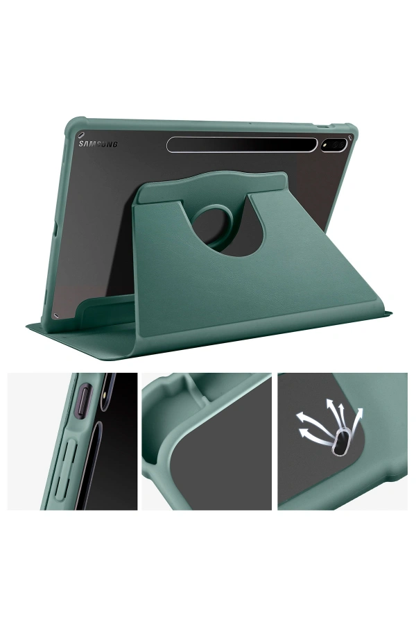 Galaxy Tab S7 Plus T970 Kılıf Zore Termik Kalem Bölmeli Dönebilen Standlı Kılıf