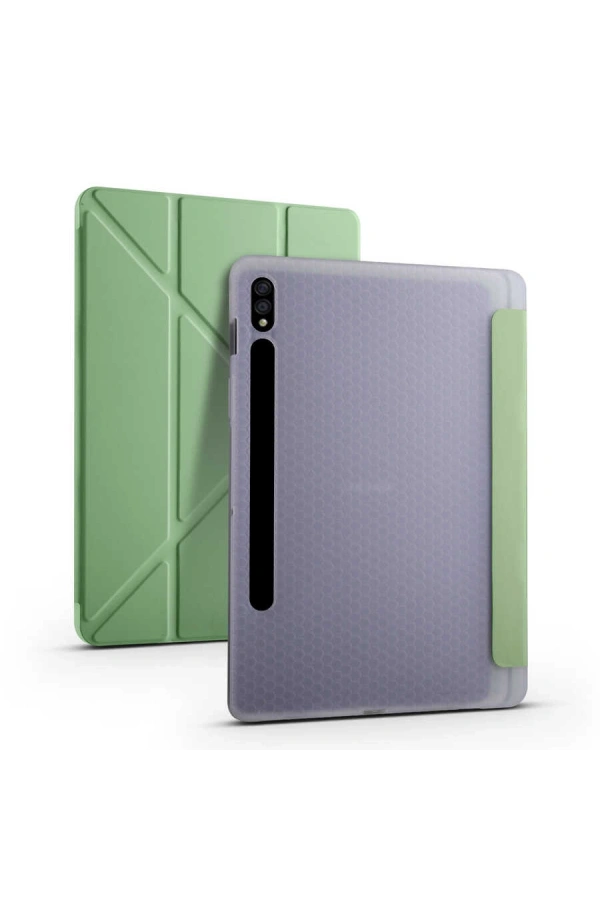 Galaxy Tab S7 T870 Kılıf Zore Tri Folding Kalem Bölmeli Standlı Kılıf
