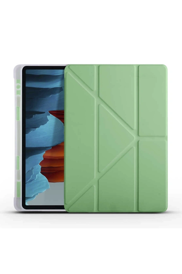 Galaxy Tab S7 T870 Kılıf Zore Tri Folding Kalem Bölmeli Standlı Kılıf