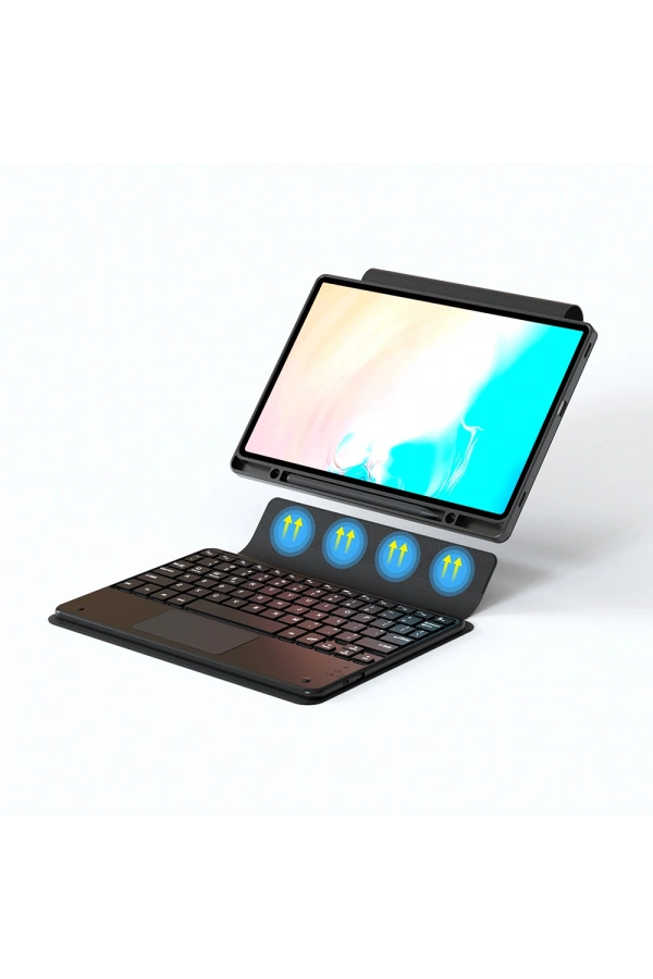 Galaxy Tab S9 FE Plus Zore Border Keyboard Bluetooh Bağlantılı Standlı Klavyeli Tablet Kılıfı