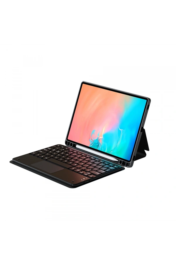 Galaxy Tab S9 FE Zore Border Keyboard Bluetooh Bağlantılı Standlı Klavyeli Tablet Kılıfı