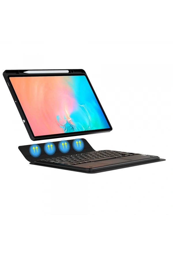Galaxy Tab S9 FE Zore Border Keyboard Bluetooh Bağlantılı Standlı Klavyeli Tablet Kılıfı