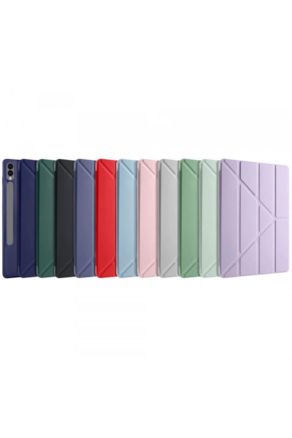 Galaxy Tab S9 Plus Kılıf Zore Tri Folding Kalem Bölmeli Standlı Kılıf