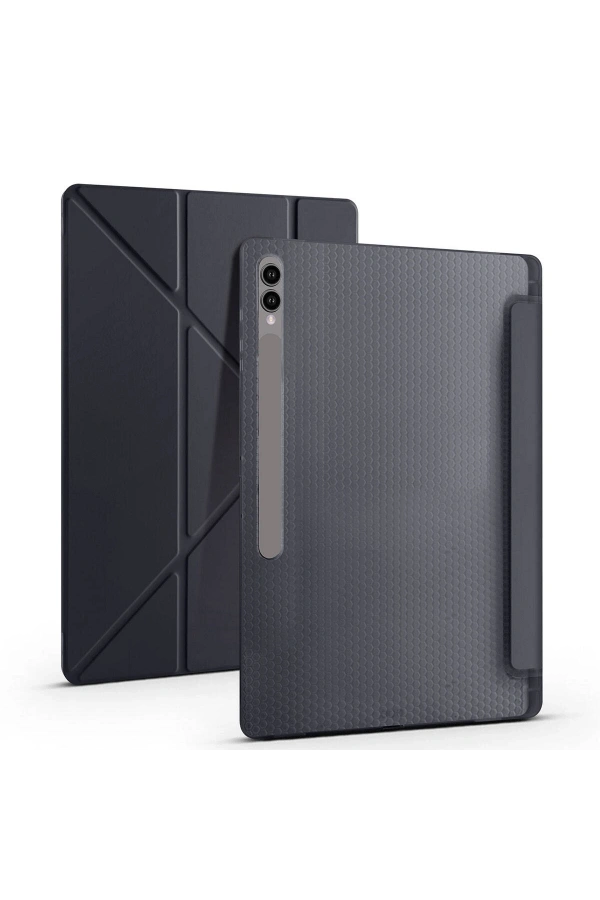 Galaxy Tab S9 Ultra Kılıf Zore Tri Folding Kalem Bölmeli Standlı Kılıf