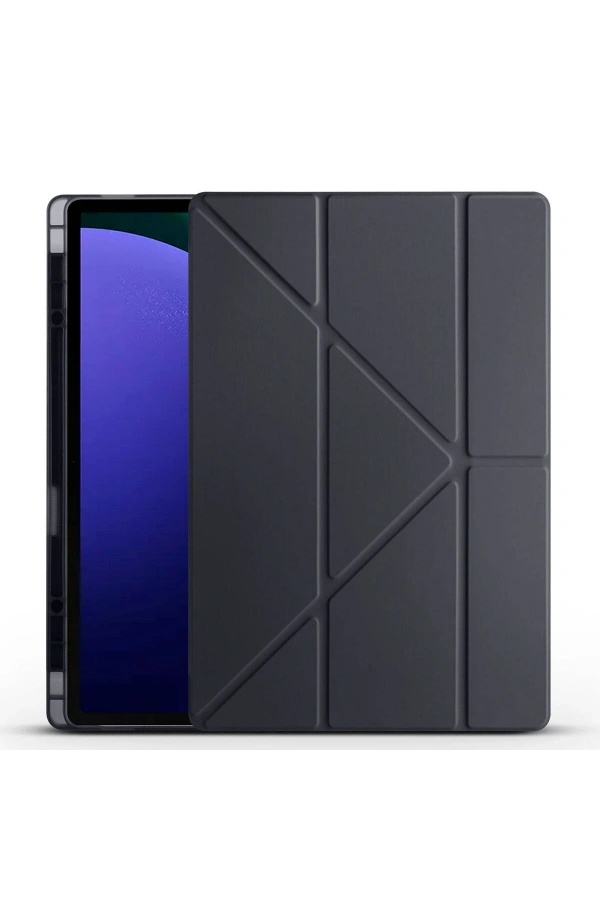 Galaxy Tab S9 Ultra Kılıf Zore Tri Folding Kalem Bölmeli Standlı Kılıf