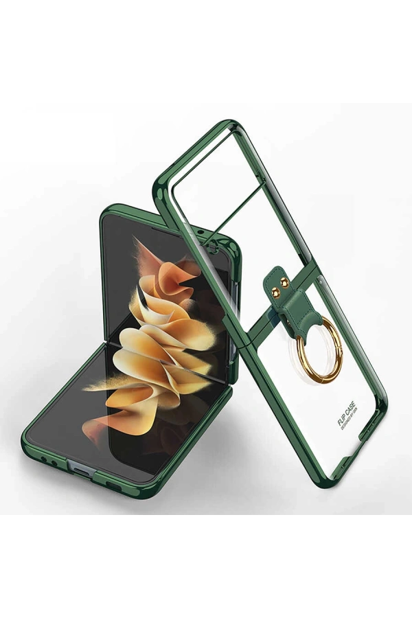 Galaxy Z Flip 3 Kılıf Zore Yüzüklü Kıpta Kapak