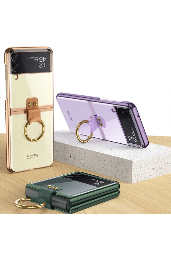 Galaxy Z Flip 3 Kılıf Zore Yüzüklü Kıpta Kapak