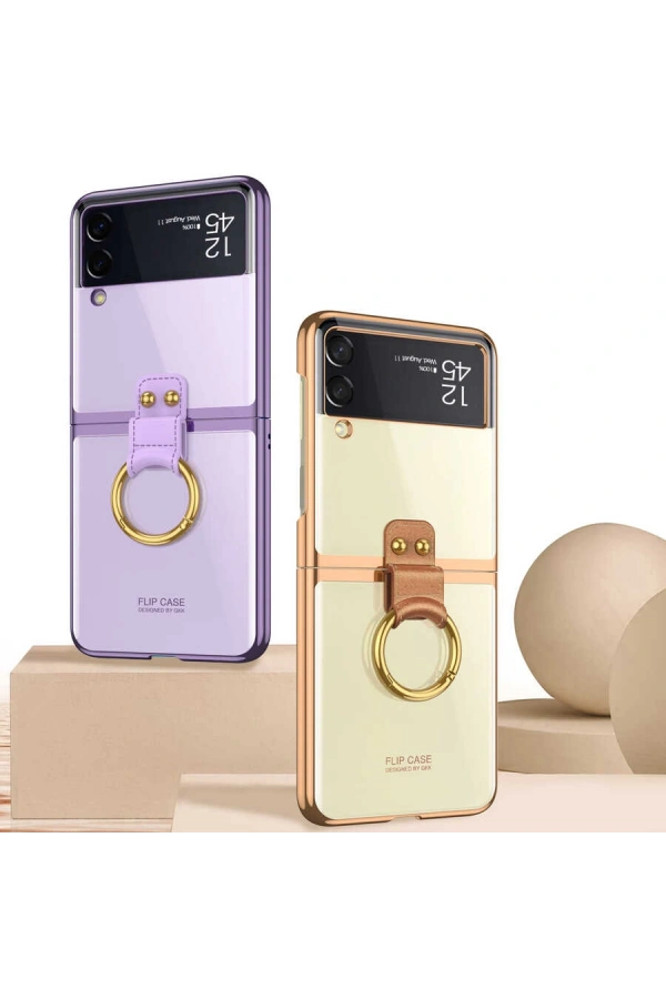 Galaxy Z Flip 3 Kılıf Zore Yüzüklü Kıpta Kapak