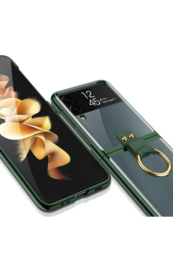 Galaxy Z Flip 3 Kılıf Zore Yüzüklü Kıpta Kapak