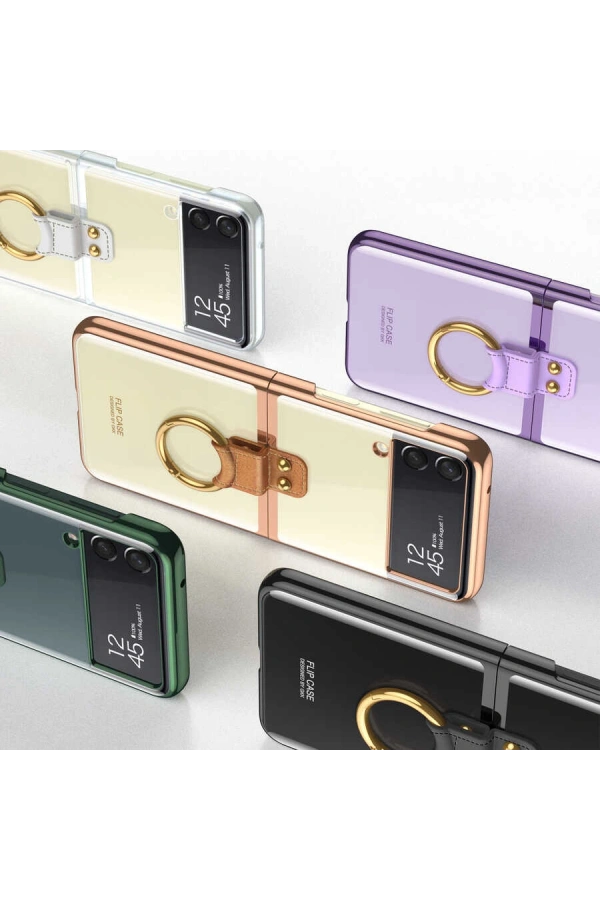 Galaxy Z Flip 3 Kılıf Zore Yüzüklü Kıpta Kapak