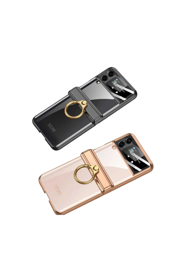 Galaxy Z Flip 4 Kılıf Zore Kıpta Yüzüklü Lens Korumalı Kapak
