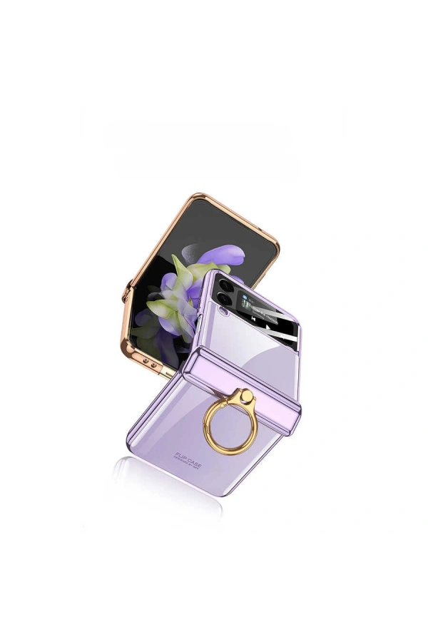 Galaxy Z Flip 4 Kılıf Zore Kıpta Yüzüklü Lens Korumalı Kapak