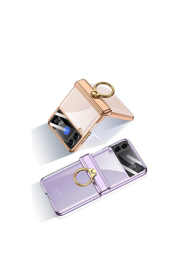 Galaxy Z Flip 4 Kılıf Zore Kıpta Yüzüklü Lens Korumalı Kapak