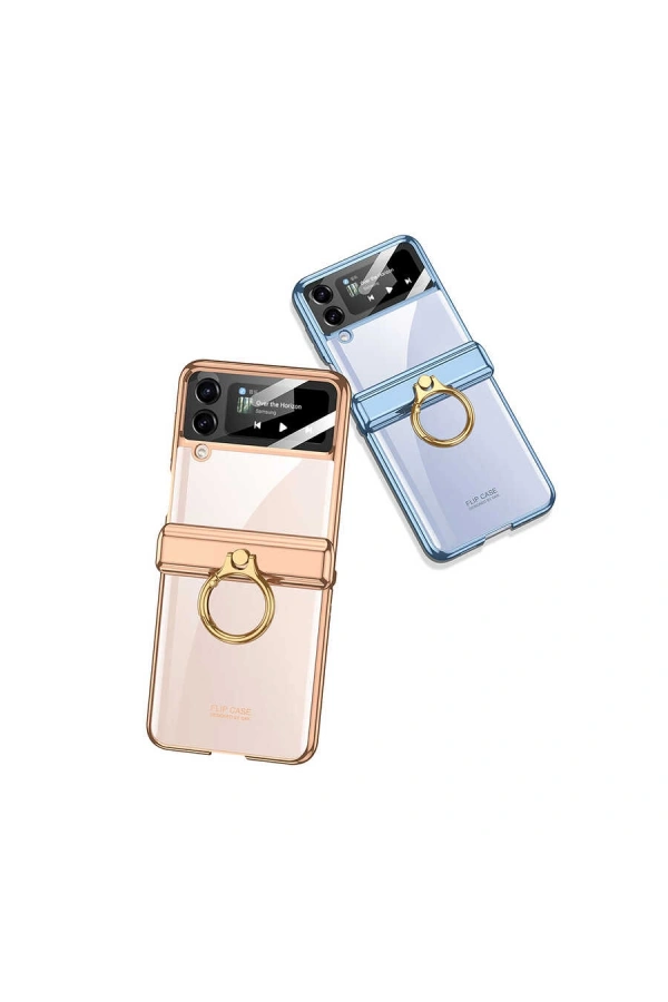Galaxy Z Flip 4 Kılıf Zore Kıpta Yüzüklü Lens Korumalı Kapak