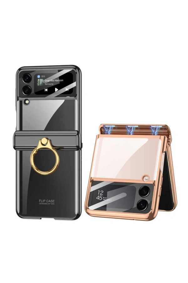 Galaxy Z Flip 4 Kılıf Zore Kıpta Yüzüklü Lens Korumalı Kapak