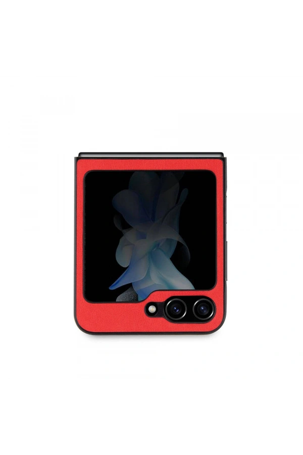 Galaxy Z Flip 5 Kılıf Ferrari Orjinal Lisanslı PU Deri Metal Logolu Multi Çizgili Kapak