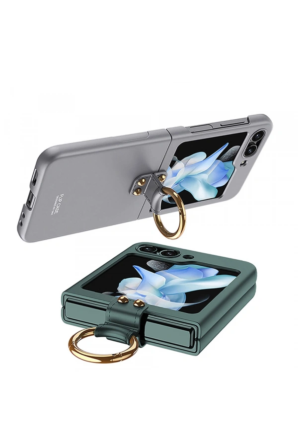 Galaxy Z Flip 5 Kılıf Zore Kıpta Yüzüklü Flip Sert Kapak