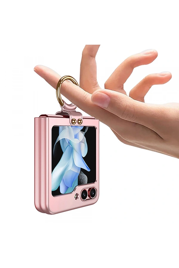 Galaxy Z Flip 5 Kılıf Zore Kıpta Yüzüklü Flip Sert Kapak