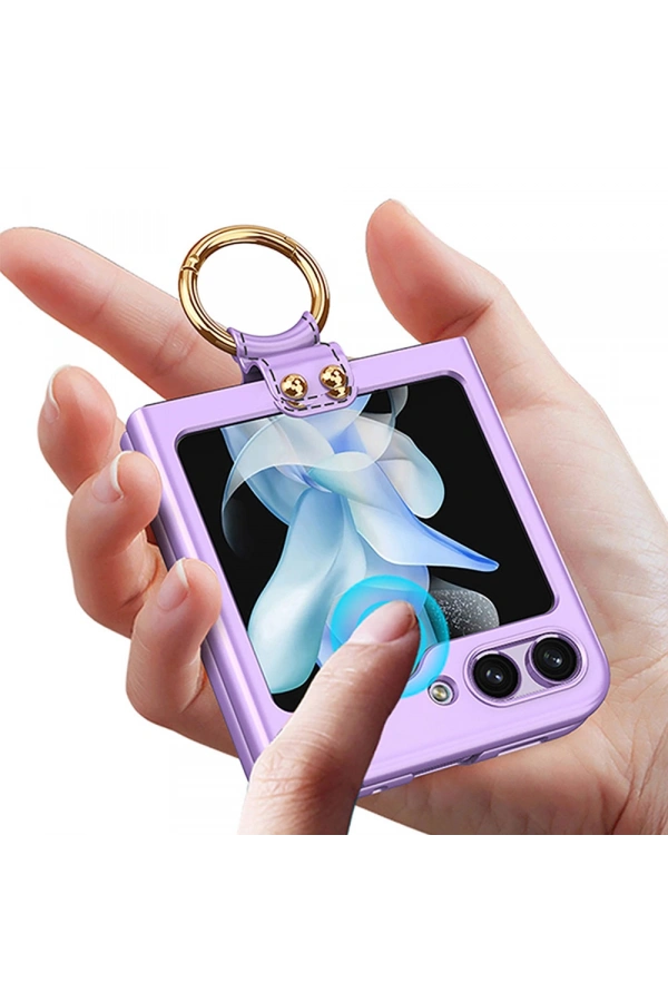 Galaxy Z Flip 5 Kılıf Zore Kıpta Yüzüklü Flip Sert Kapak