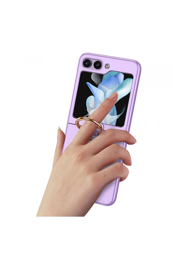 Galaxy Z Flip 5 Kılıf Zore Kıpta Yüzüklü Flip Sert Kapak