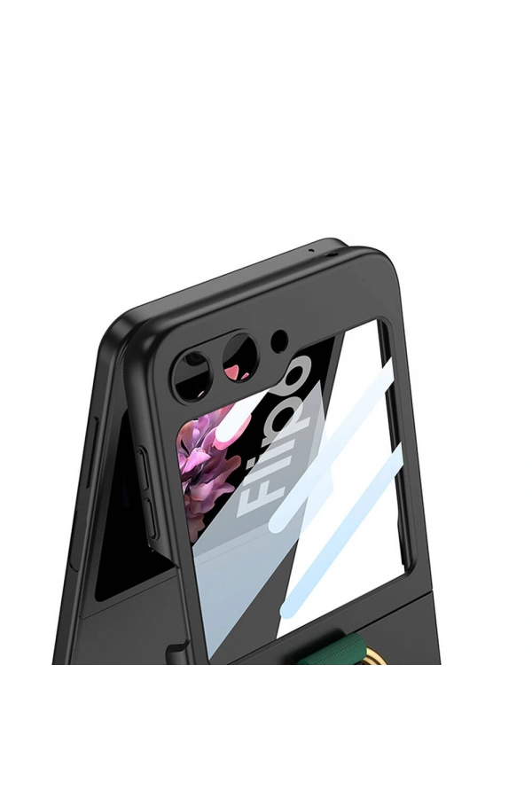 Galaxy Z Flip 6 Kılıf Kamera Korumalı Yüzüklü Zore Flip Ring Kıpta Kapak
