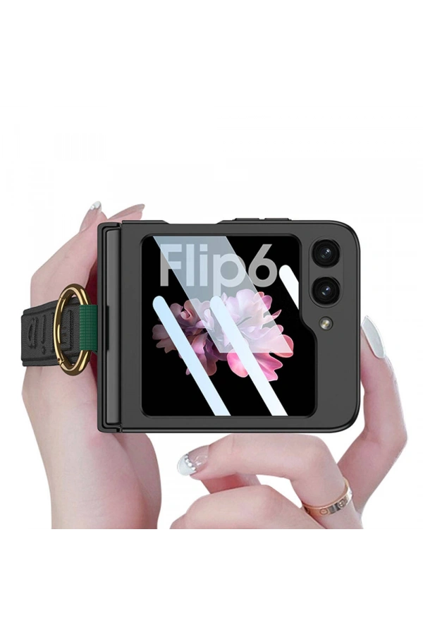 Galaxy Z Flip 6 Kılıf Kamera Korumalı Yüzüklü Zore Flip Ring Kıpta Kapak