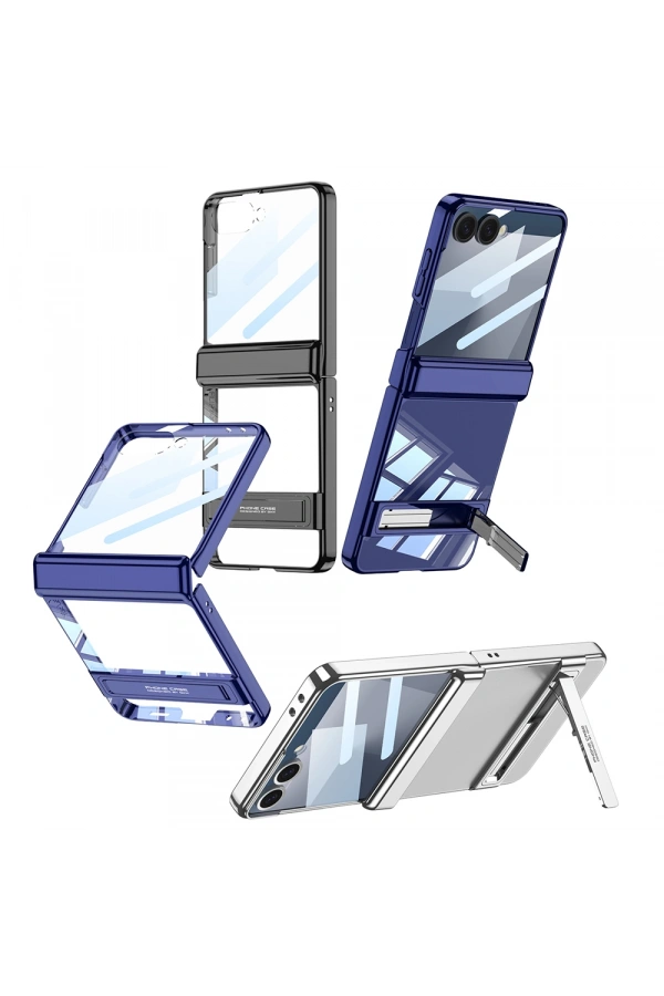 Galaxy Z Flip 7 Kılıf Kamera Korumalı Şeffaf Tasarımlı Zore Lego Standlı Kapak