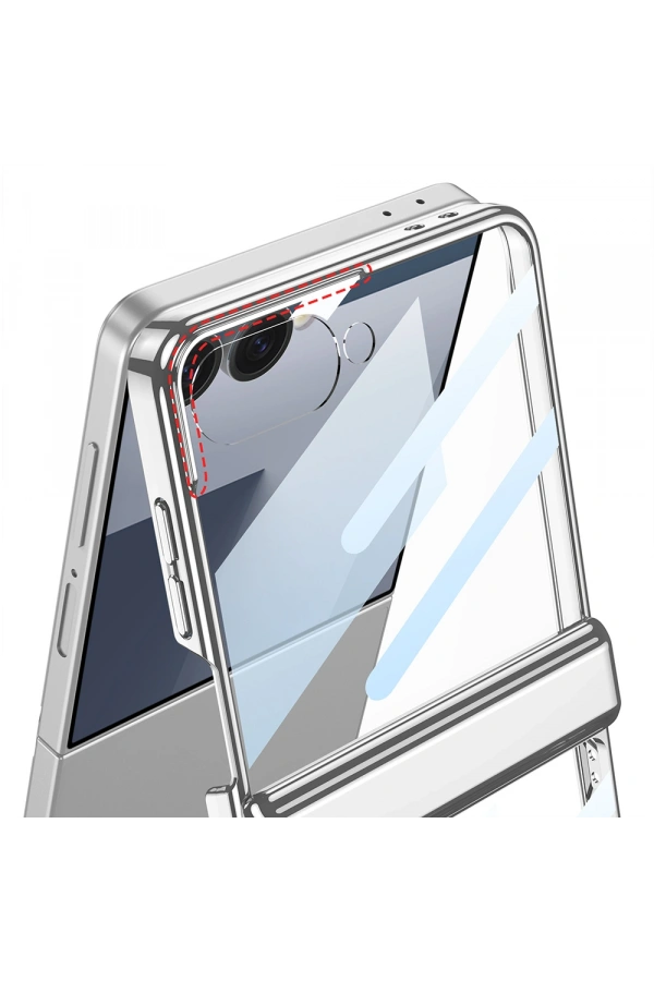 Galaxy Z Flip 7 Kılıf Kamera Korumalı Şeffaf Tasarımlı Zore Lego Standlı Kapak